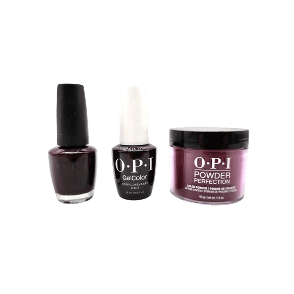 OPI Trio Set: Powder Perfection + GelColor + Nail Lacquer - Complimentary Wine - (DP/GC/ NL) MI12