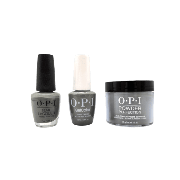 OPI Trio Set: Powder Perfection + GelColor + Nail Lacquer - Suzi Talks With Her Hands - (DP/GC/ NL) MI07