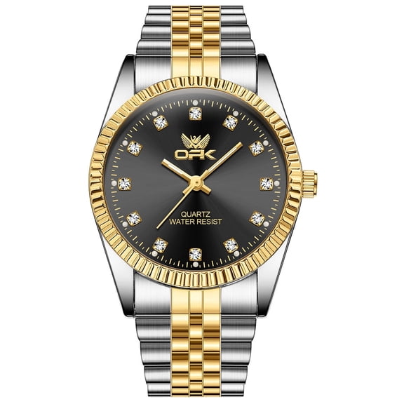 OPK Watches for Men Classic Dress Analog Quartz Casual Stainless Steel Waterproof Luminous Easy to Read Men Wrist Watches Reloj Para Hombre Plated Golden Dial