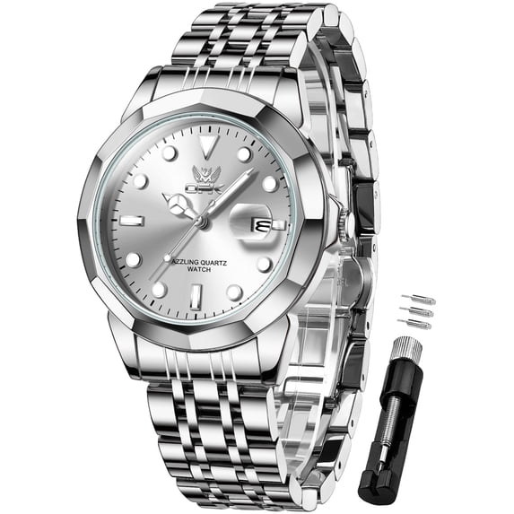 OPK Watches for Men Stainless Steel Business Dress Luxury Big Face Waterproof Quartz Analog Men Watches with Date Wrist Men Watch Reloj para Hombre