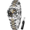 thumbnail image 1 of OPK Watches for Women Stainless Steel Fashion Dress Luxury Big Large Face Waterproof Quartz Analog Female Watches with Date Ladies Watch Reloj para Mujer (Gold/Blue/Black Dial), 1 of 11