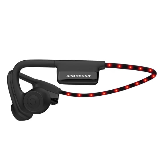 OPN Sound Dashlyte+ Open-Ear Directional Audio Bluetooth Sports Headphones with LED Safety Lights, ENC Dual Noise Canceling Microphones, IPX5 Water Resistant, Black