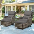thumbnail image 1 of Opohoro 5-Piece Patio Conversation Set with Swivel Chairs, Ottomans and Side Table, Deep Seat Wicker Outdoor Seating for Porch, 1 of 10