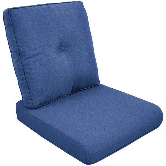 OPOHORO Outdoor 2-Piece Deep Seat Cushion,25"x 22", Water Resistant, Fade Resistant, Deep Seat Bottom and Back Cushion for Chair, Sofa, and Couch,Blue