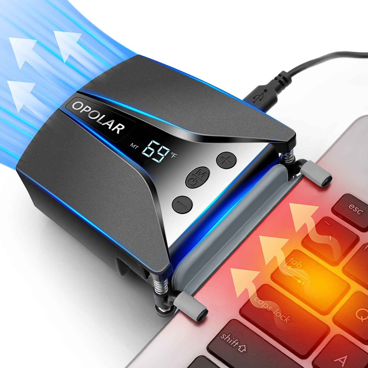 OPOLAR Laptop Fan Cooler With Temperature Display ,Side-Draft Portable  Intelligent Notebook Radiator,Rapid Cooling, Adjustable Speed Auto-Temp  Detection - Walmart.com