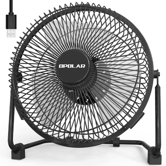 OPOLAR USB Powered Desk Fan with USB plug, 9 Inch Quiet Portable Fan with Enhanced Airflow, 2 Speeds, Perfect Personal Cooling Fan for Home Office Table