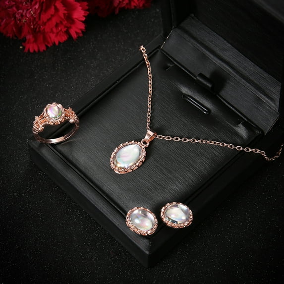 OPOLSKI 1 Set Jewelry Set Stylish Vintage Amazing Charming Earrings Ring Jewelry Set Rose Gold