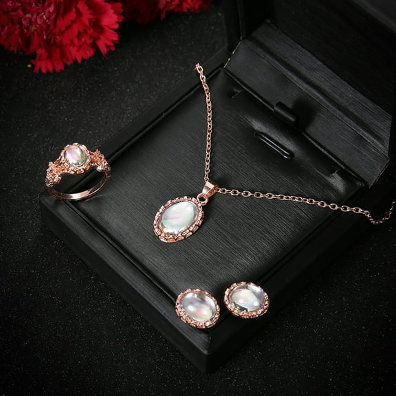 OPOLSKI 1 Set Jewelry Set Stylish Vintage Amazing Charming Earrings Ring Jewelry Set Rose Gold
