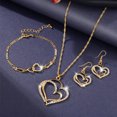 thumbnail image 1 of OPOLSKI 1 Set Necklace Bracelet Earrings Hollow Out Double Heart Pendant Jewelry Set Golden, 1 of 8