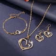 thumbnail image 1 of OPOLSKI 1 Set Necklace Bracelet Earrings Hollow Out Double Heart Pendant Jewelry Set Silver, 1 of 8
