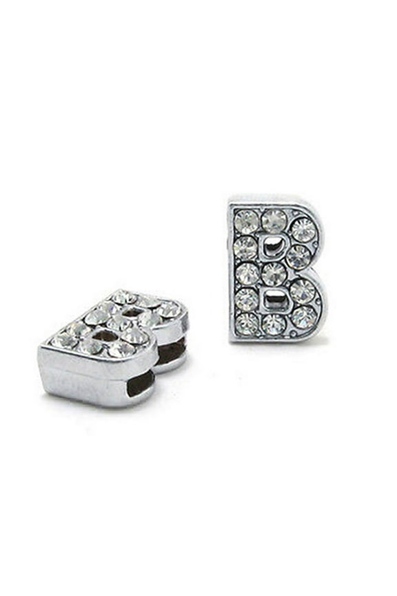 10Pcs A-Z 8mm Rhinestone Slide Letter Charm DIY for Leather R