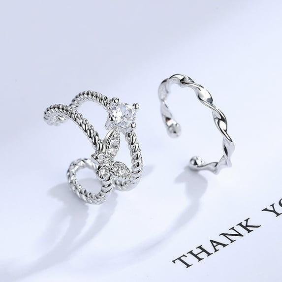 OPOLSKI 1Pc Ear Clip Non-Piercing Shiny Visual Effect All Match Ear Cuff Women Butterfly Jewelry Earring Fashion Accessory A