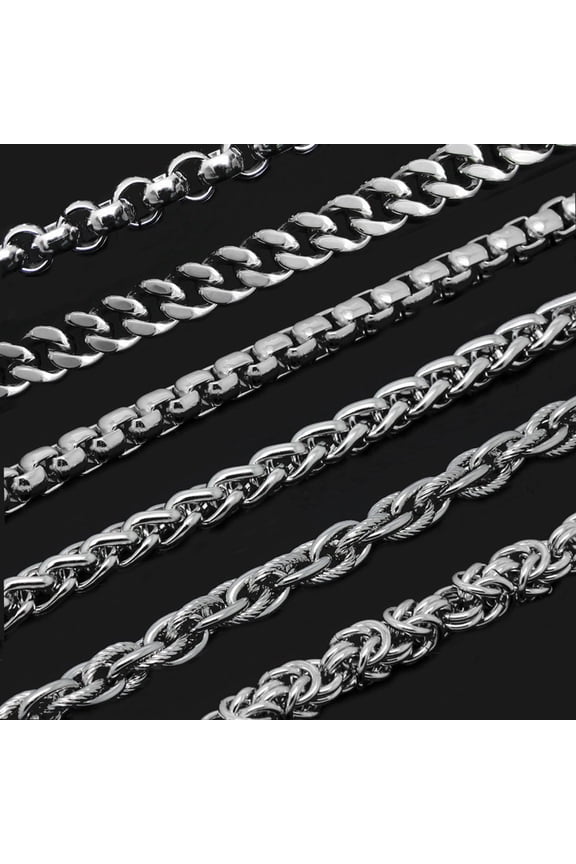 2-9mm Stainless Steel Silver Plated Twist Link Chain Necklace 3mm 24Inch #5 Rope Chain