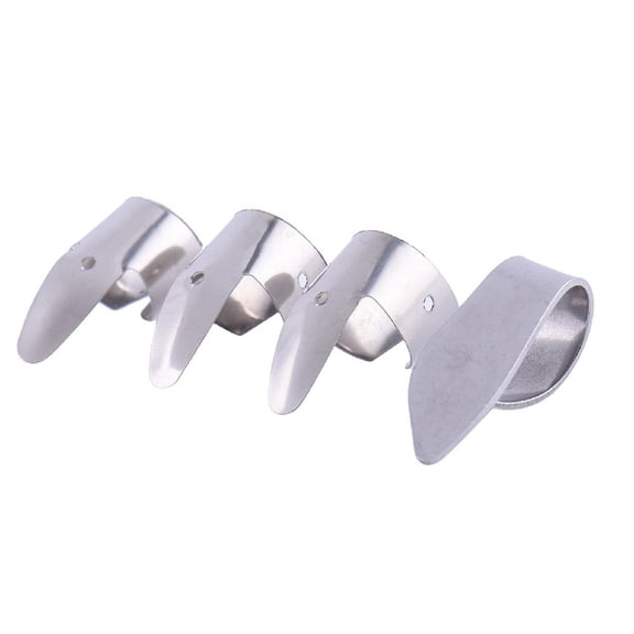 OPOLSKI 4 Pcs Finger Picks Open End Convinent Stainless Steel Stringed Instrument Plectrums for Guitar