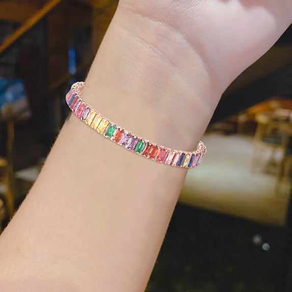 OPOLSKI Bracelet Multicolor Cubic Zirconia Ladies Adjustable Beads Bangle A