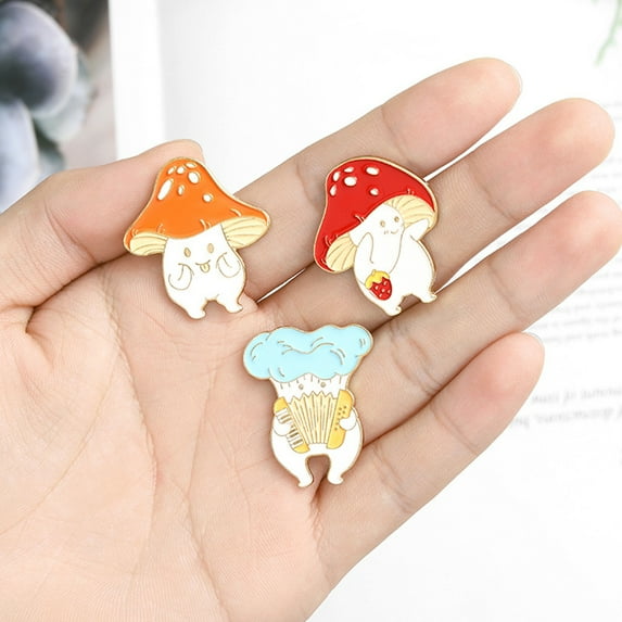 OPOLSKI Cartoon Cute Mushroom Knife Guitar Enamel Student Brooch Pin Badge 1