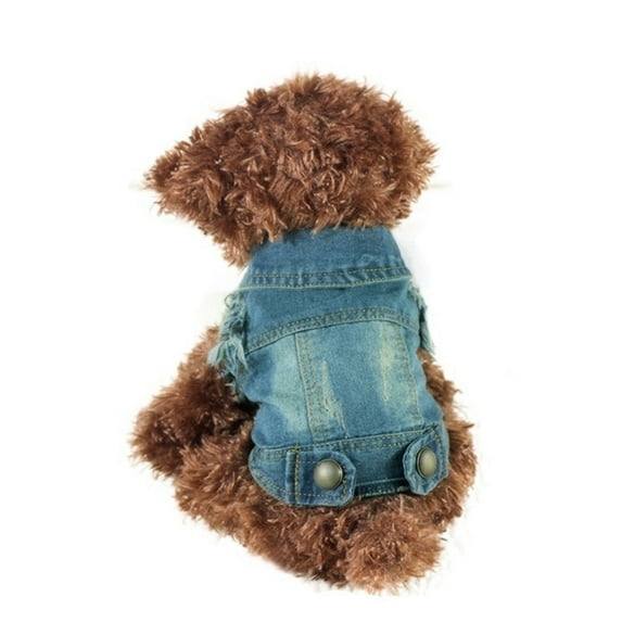 OPOLSKI Dog Puppy Blue Cowboy Jean Denim Vest Coat Jacket Clothes Outfits Pet Supplies