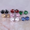 thumbnail image 1 of OPOLSKI Ear Studs Elegant All Match Cubic Zirconia Round Exquisite Earrings Pink + Golden, 1 of 8