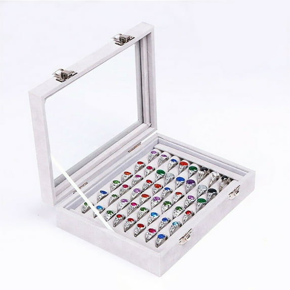 OPOLSKI Earring Ring Storage Tray Box Case Velvet Portable Jewelry Organizer Display Purple