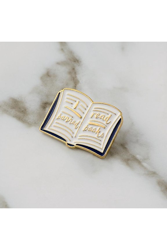 English Words Banned Read Books Enamel Brooch Pin A
