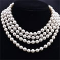 thumbnail image 1 of OPOLSKI Faux Pearl Necklace Charming Sleek Glass Cluster Long Simulated Pearl Necklace Black, 1 of 8