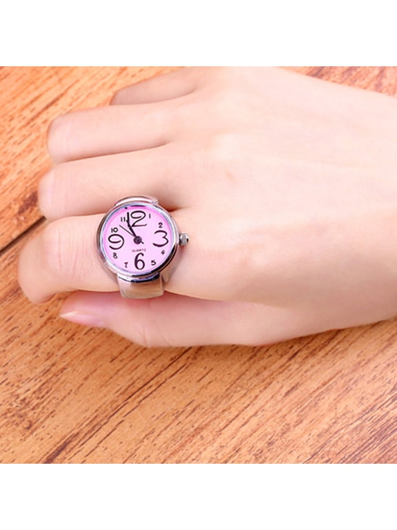 Finger Ring Watch Multifunctional Decorative Alloy Time Display Jewelry Blue