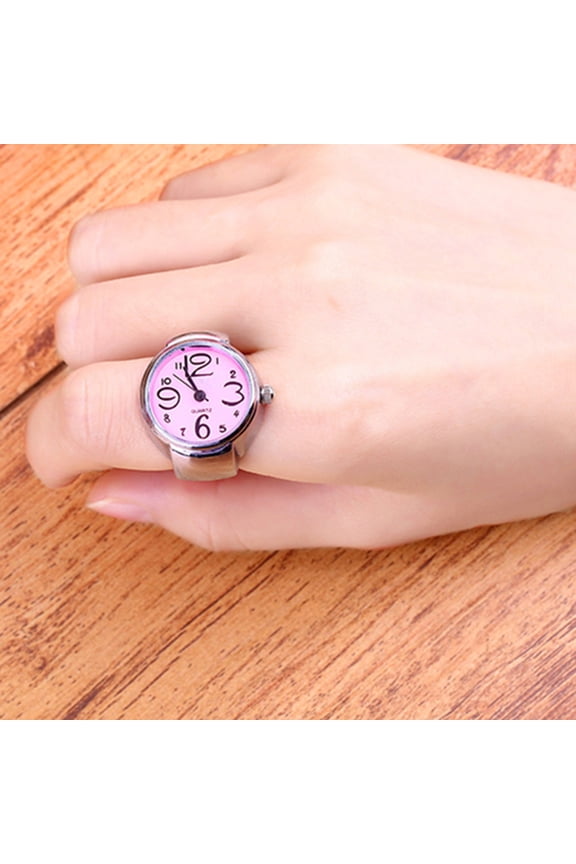 Finger Ring Watch Multifunctional Decorative Alloy Time Display Jewelry Yellow