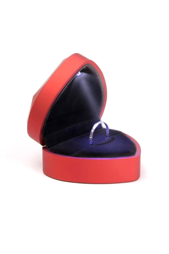 Heart Shape LED Light Ring Holder Box Proposal Wedding Band Display Storage Case