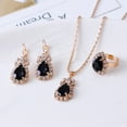 thumbnail image 1 of OPOLSKI Jewelry Set Eye-catching Easy Matching Women Waterdrop Shiny Rhinestone Necklace Ring Earrings Black, 1 of 8