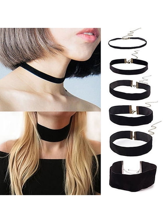 Lady Black Velvet Choker Gothic Necklace Simple Retro Jewelry Black Velvet 24mm