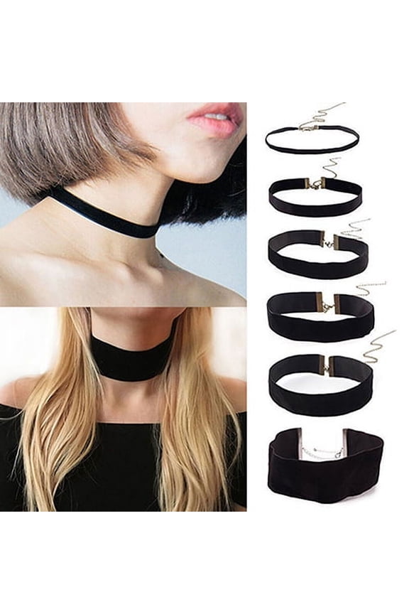 Lady Black Velvet Choker Gothic Necklace Simple Retro Jewelry Black Velvet 24mm