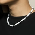 thumbnail image 1 of OPOLSKI Men Necklace Black White Bicolor Polymer Clay Retro Beaded Casual Bohemia Clavicle Necklace White, 1 of 7