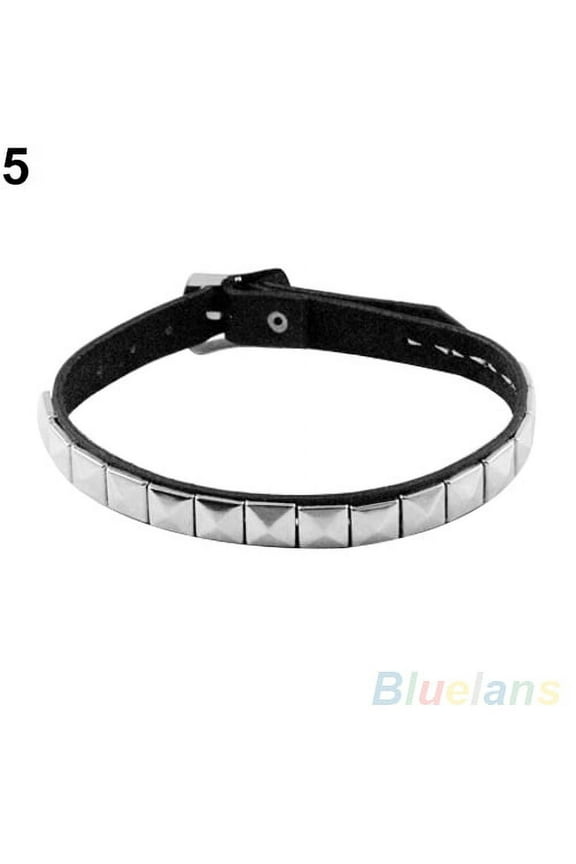 Punk Gothic Black Faux Leather Choker Cross Spike Rivet Buckle Collar Necklace