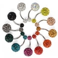 thumbnail image 1 of OPOLSKI Rhinestone Balls Navel Button Barbell Body Piercing Belly Ring Red, 1 of 8