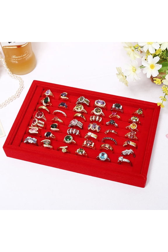 Ring Earrings Organizer Ear Studs Display Stand Rose Red