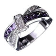thumbnail image 1 of OPOLSKI Ring Rhinestone Inlaid Decorative Alloy Cross Design Finger Band for Party, 1 of 8