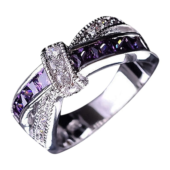 OPOLSKI Ring Rhinestone Inlaid Decorative Alloy Cross Design Finger Band for Party