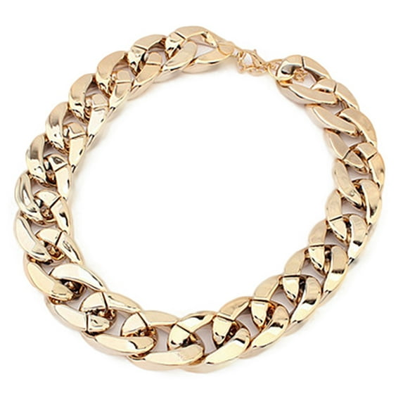 OPOLSKI Simple Punk Style Cut Link Chain Choker Shiny All Match Necklace Jewelry Gold