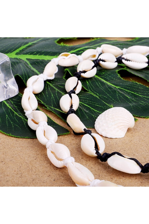 Summer Beach Sea Shell Charm Knotted Necklace Choker Black