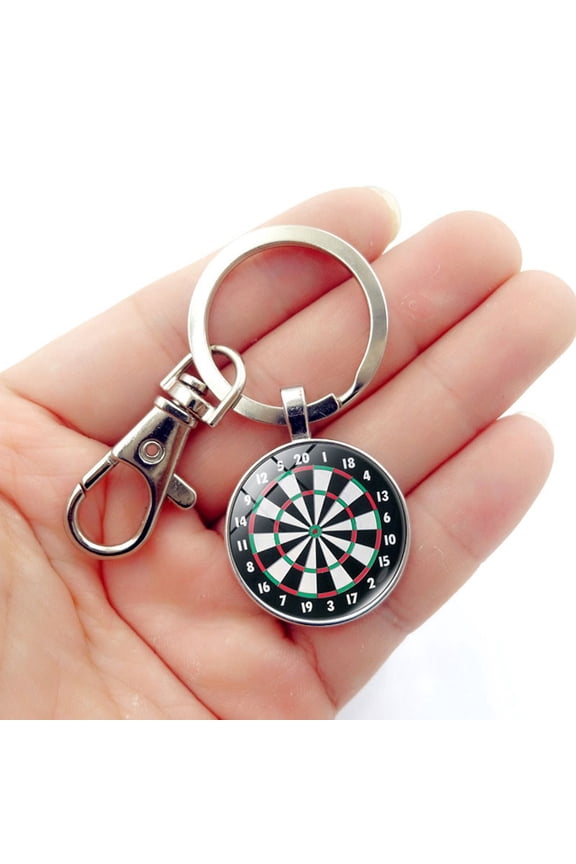 Vintage Unisex Dart Board Pendant Keychain Key Ring Holder Hanging Silver