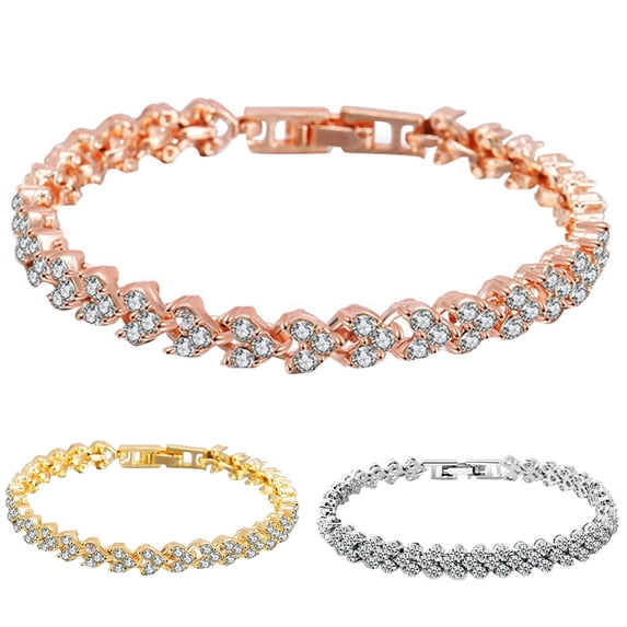OPOLSKI Women Fashion Full Rhinestone Inlaid Bracelet Bangle Wedding Party Jewelry Gift Silver