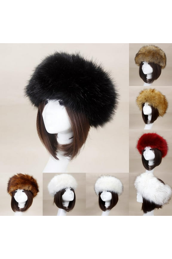 Women Hat Solid Color Faux Fur Headwear Brimless Empty Top Hat for Skiing