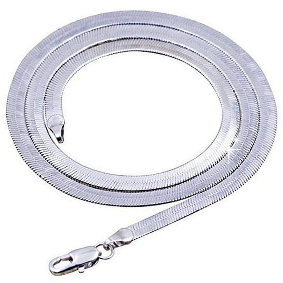 OPOLSKI Women Men Simple Silver Plated Flat Gift Snake Chain Herringbone Choker Necklace