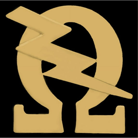 OPP 3/4" Omega & Bolt Lapel Pin In Gold