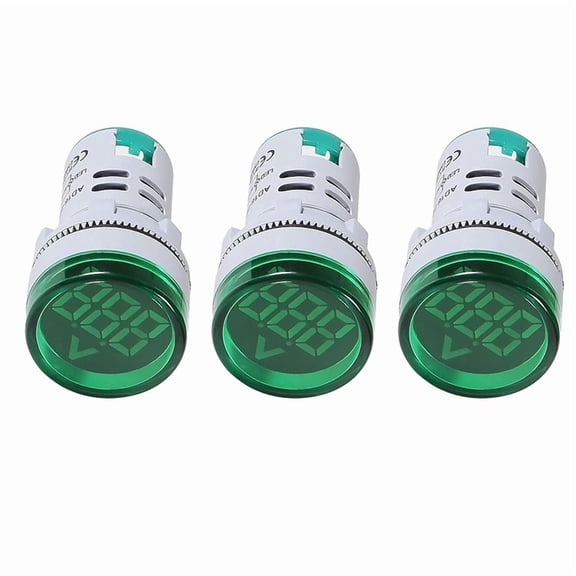 OPP 3-Pack LED Voltage Meter Indicators, AC 12-500V Digital Display for Home and Industrial Use