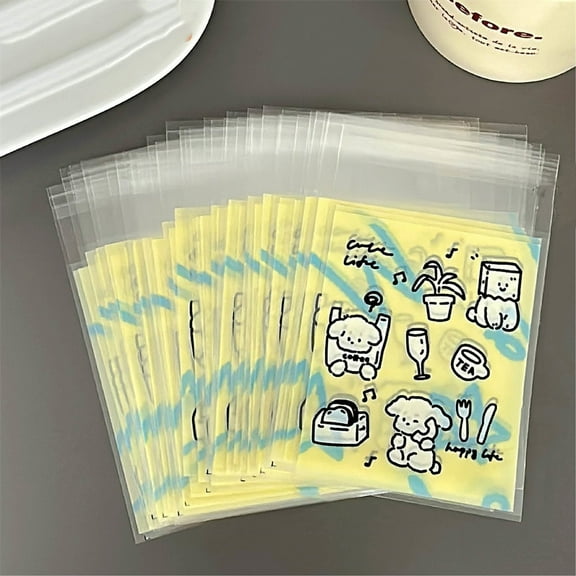 OPP Cellophane Bags Top Seal Bags Dog 10x8x0.3cm 50pcs/set Thickness: 2.7 Mil(0.07mm)