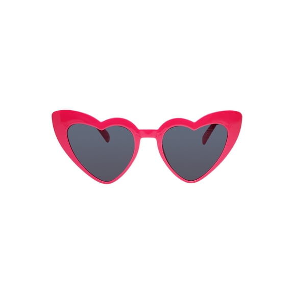 Juniors Plastic Heart Pink Frame Smoke Lens Sunglasses
