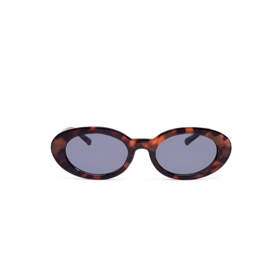 Juniors Plastic Slim Oval Tortoise Frame Smoke Lens Sunglasses