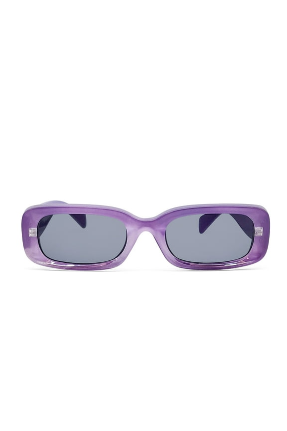 Juniors Plastic Slim Rectangle Purple Frame Smoke Lens Sunglasses