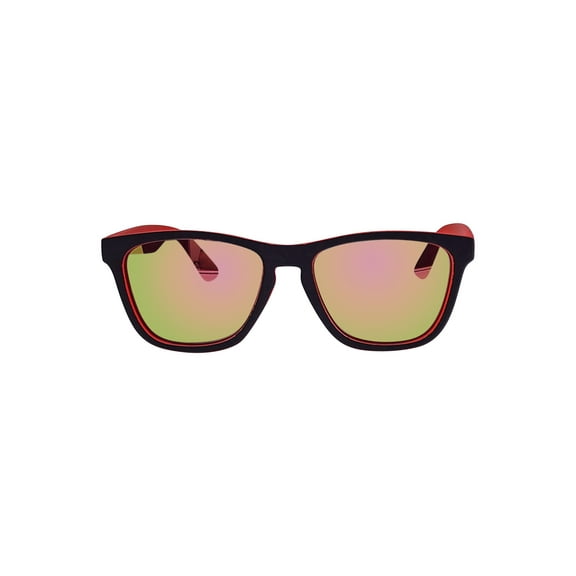 Kids Plastic Wayfarer Black and Red Frame Red Mirror Lens Sunglasses